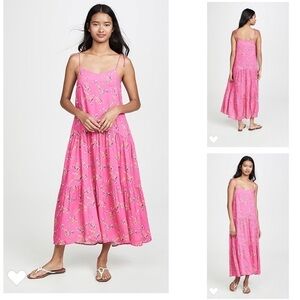Playa Lucila Dress Pink Floral Kos Resort Maxi Dress S New